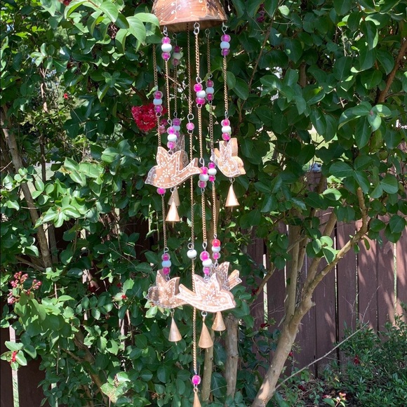 Wooden Sparrow Birds & Glass Beads Wind Chime - Picture 11 of 14